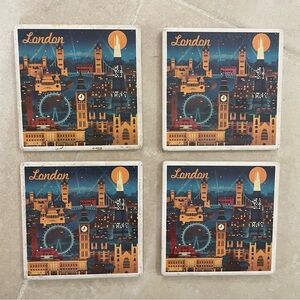 London Illustrated-Style Coaster Set (4)